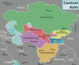 Map of Central Asia and Afghanistan